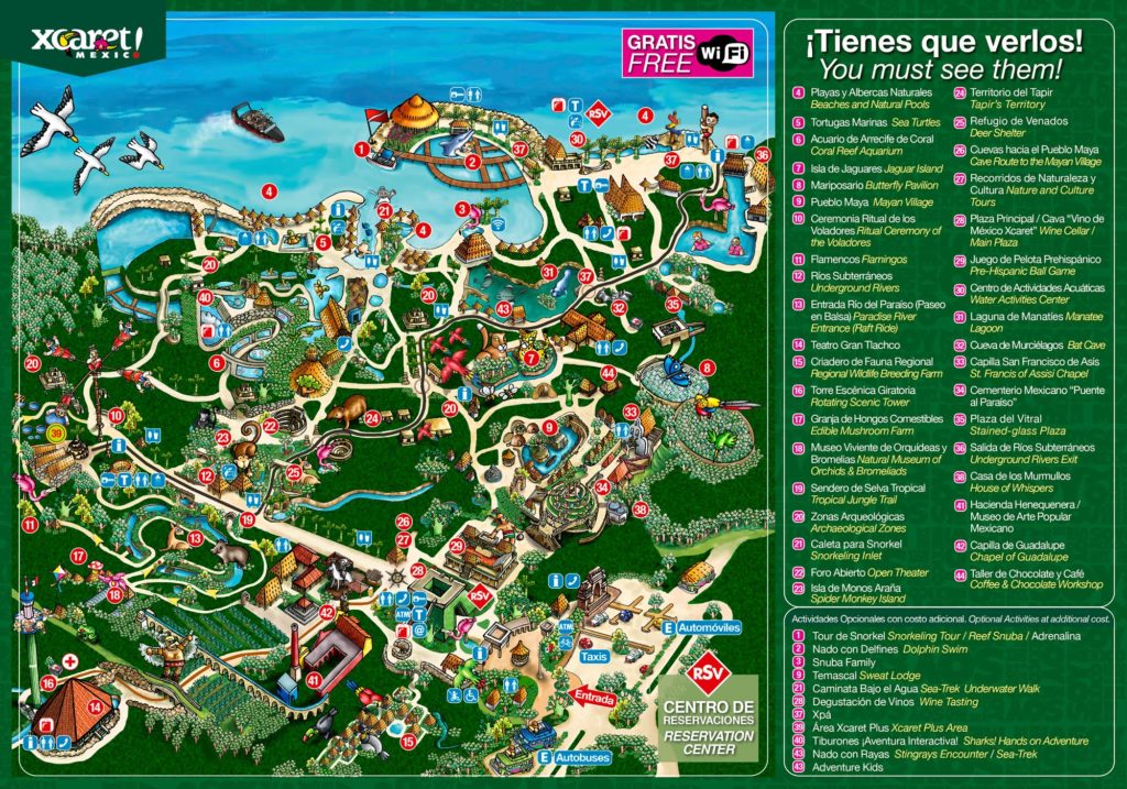 Карта парка Xcaret