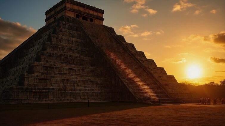 Световая змея на северной лестнице пирамиды Кукулькана