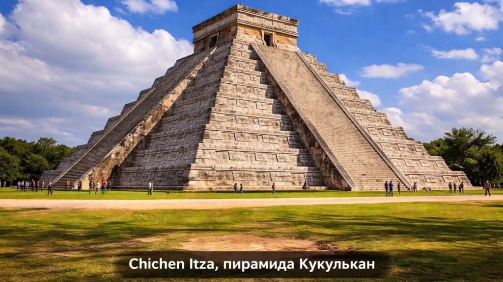 Чичен-Ица — пирамида Кукулькана, главная достопримечательность Мексики.
