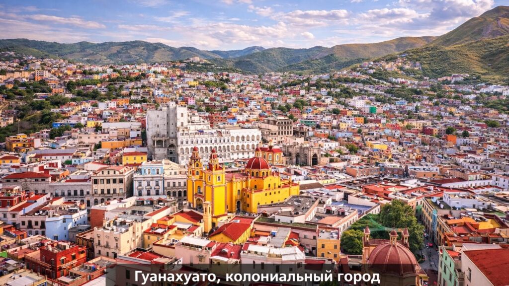 Колониальный город Гуанахуато с разноцветными домами.